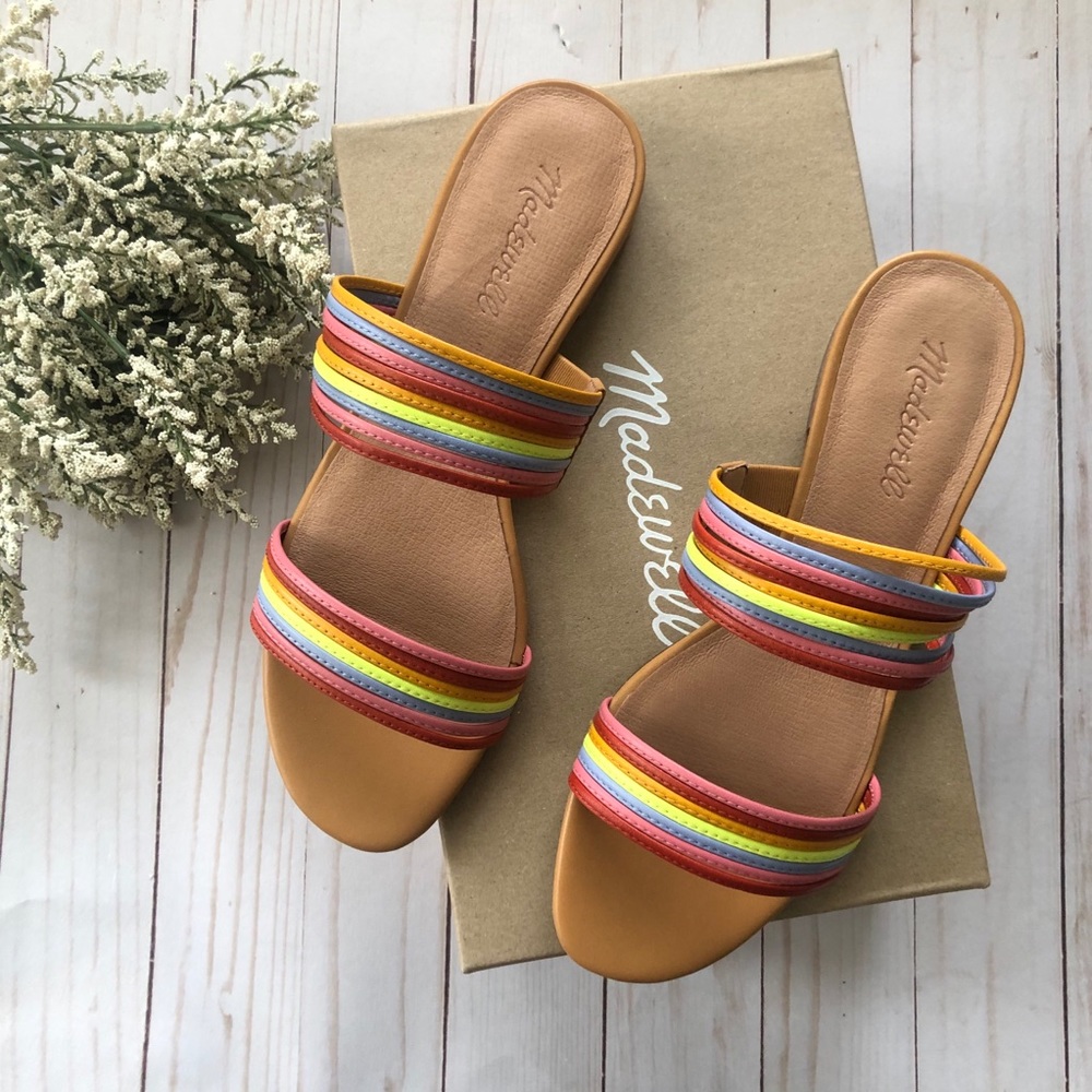 Madewell Meg Slide Micro-strap sandals rainbow size 8 new with tags